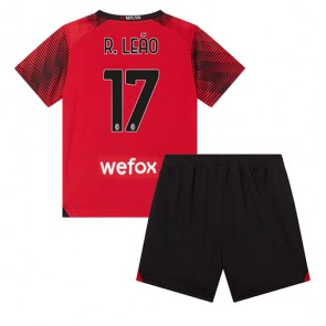 AC Milan Rafael Leao #17 kläder Barn 2023-24 Hemmatröja Kortärmad (+ korta byxor)